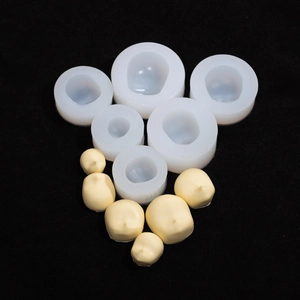 Silicone clay face molds set for crafting cartoon buns on professional black background
