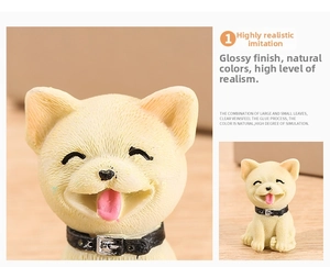 Detailed macro view of the resin Shiba Inu figurine showing realistic fur texture and collar