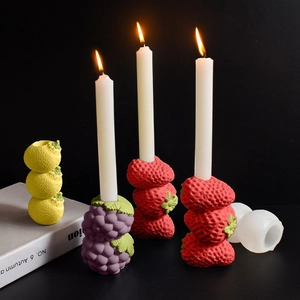 Stampo in silicone per portacandele fai-da-te a forma di fragola, uva e frutta impilata