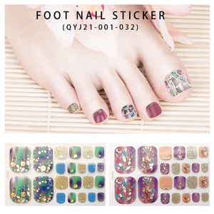 Toe Nail Stickers Waterproof Self Adhesive Pedicure Art Decals With Rhinestone Gold Foil Glitter Design For Women