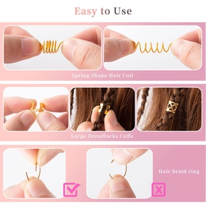 200-piece gold hair jewelry set for braids including coils, cuffs, and rings