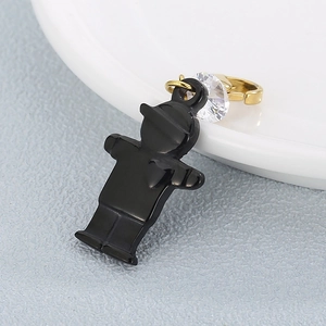 Creative stainless steel boy pendant with gold clasp and zircon on white plate