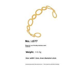 Detailed view of gold 18K plated stainless steel textured chain bangle dimensions