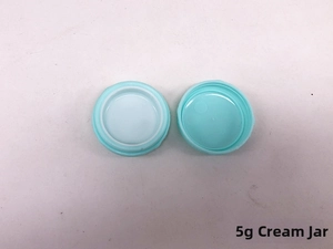 Detailed view of 5g light green plastic cream jars for cosmetics and samples