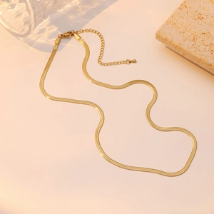 Elegant gold snake chain necklace in stainless steel with a high-polished finish