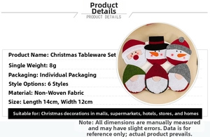 Detail view of 14x12cm Santa cutlery holder set made of premium non-woven fabric