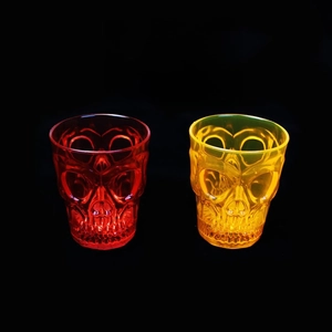 Detail showing the light-off effect of mini skull cups for party and Halloween decor