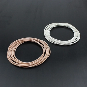 Close-up of 1.7mm carbon steel spring bracelets in rose gold and silver finishes
