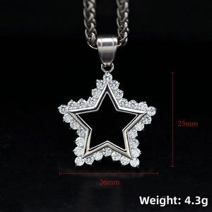 Detailed size view of star pendant with 3A cubic zirconia showing 25mm height and 4.3g weight