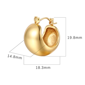 Polished gold pebble hoop earrings with size dimensions 19.8mm height and 18.3mm width