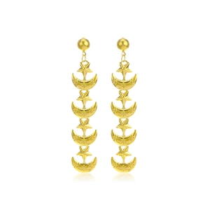 18K gold plated stainless steel star and moon drop earrings for women trendy jewelry