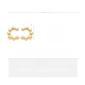 Detailed spec sheet showing 2.5cm C-shape alloy pearl earrings and product dimensions