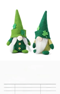 Detailed size specifications for St. Patrick's Day gnomes with height and width dimensions