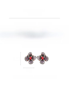 Tabella taglie per orecchini a fiore vintage, 3,5x3cm, peso 17,8g, in rame e zircone