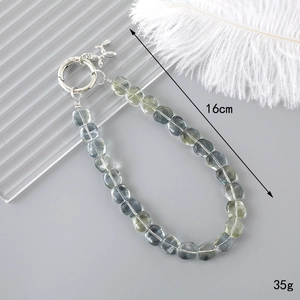 Luxurious crystal beaded phone strap with iridescent heart chain and cute puppy charm