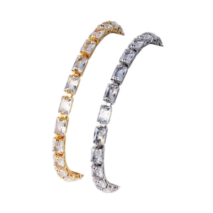 Elegant emerald cut zircon tennis bracelets in gold and silver finishes for women