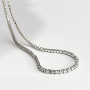 Classic silver tennis necklace with sparkling cubic zirconia in a secure 4-prong setting