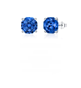 Detail showing the S925 silver hallmark and octagon cut blue rose earring stud