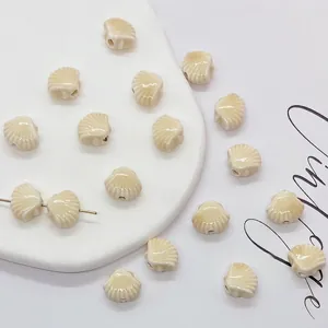 Polished ivory white seashell ceramic beads for DIY handmade jewelry and accessory making