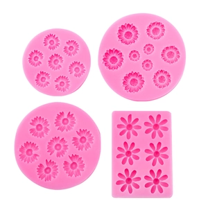 Ensemble de moules en silicone marguerite rose pour décoration de gâteaux et chocolats
