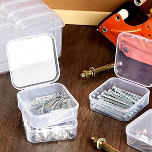 Transparent plastic storage boxes for organizing hardware parts and small craft beads