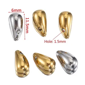 18k gold and silver plated stainless steel water drop pendants for DIY jewelry making