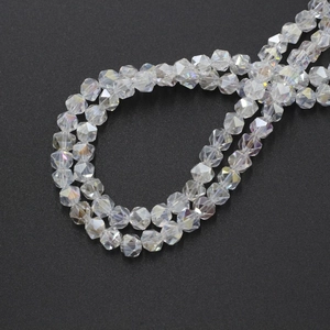 Macro detail of 6mm faceted AB colored crystal glass beads for DIY jewelry making