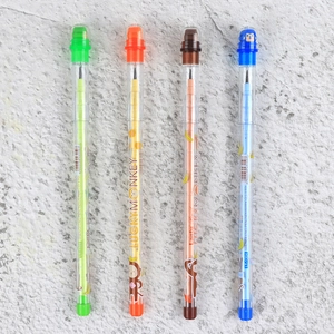 Close-up of four colorful cartoon monkey non-sharpening pencils for student gifts