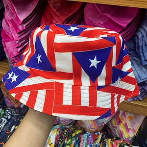 Detailed close-up showing the high-quality stitching and Union Jack print on a bucket hat