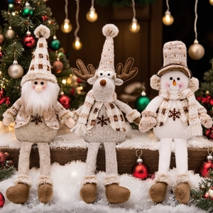 Ensemble de poupées de Noël nordiques en peluche avec Père Noël, renne et bonhomme de neige