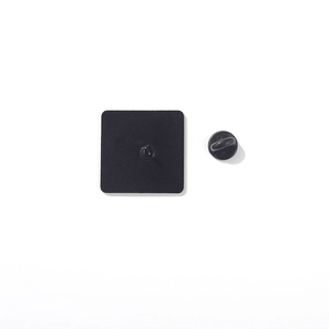 Square alloy metal brooch pin with 'If not now when?' text and matte black rubber clasp
