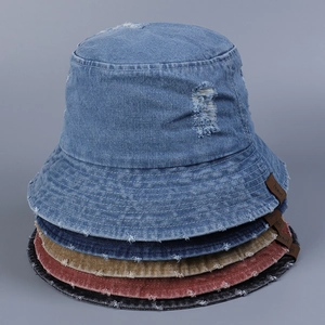 Chapeau Bob En Jean Délavé Effet Usé Bord Effiloché Réglable Protection Solaire Unisexe