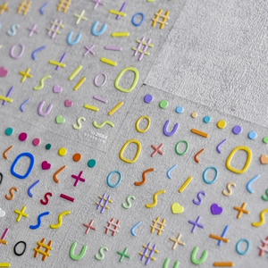3D Embossed Nail Art Stickers Self Adhesive Japanese Style Cute Graffiti Colorful Lines Letters DIY Decoration For Women