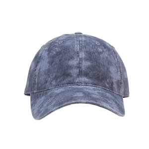 Classic washed denim baseball cap in dark blue with a retro soft top and curved brim