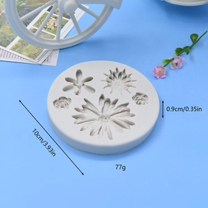 Daisy and rose silicone fondant mold for cake decorating and DIY crafts, 10cm diameter