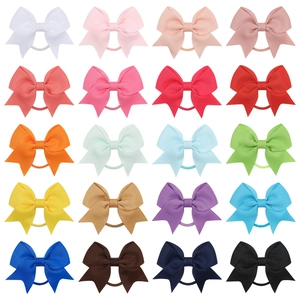 Grosgrain Ribbon Bow Hair Ties Swallowtail Solid Color Ribbed Texture Ponytail Holders For Girls Kids Children Accessories