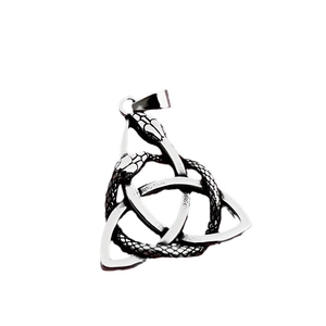Nordic Viking Celtic knot and double snake pendant necklace in vintage silver finish