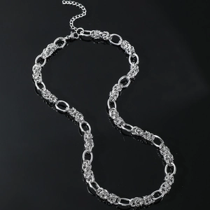 Titanium Steel Interlocking Rings Byzantine Chain Necklace For Men Hip Hop Punk Style Polished Handmade Jewelry Accessory