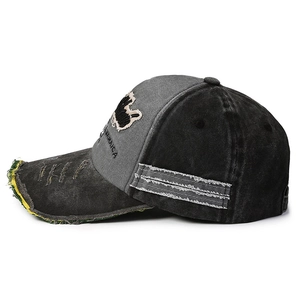 Vintage washed baseball cap with 1969 Jamaica embroidery and distressed brim details