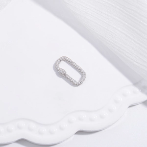 Chiusura rettangolare in argento S925 con pavé di cristalli per bracciali di perle