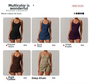 Detailed comparison of back hollow twist design yoga dresses in five versatile colors