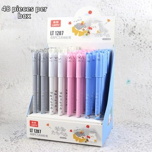 Detail of 48-piece box showing colorful animal-shaped non-sharpening pencils in grid display