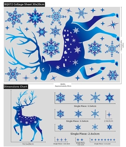 Tableau des tailles pour stickers de fenêtre de Noël avec dimensions détaillées en cm