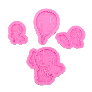 Pink silicone hot air balloon and cloud molds for fondant cake and chocolate DIY