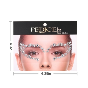 Confezione dettagliata con dimensioni di strass scintillanti per occhi e viso per le feste