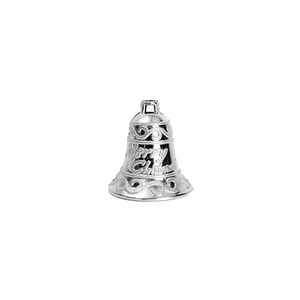 Silver Merry Christmas hanging bells with embossed textures on white background