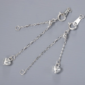 Adjustable 925 sterling silver extension chain with heart pendant for DIY jewelry