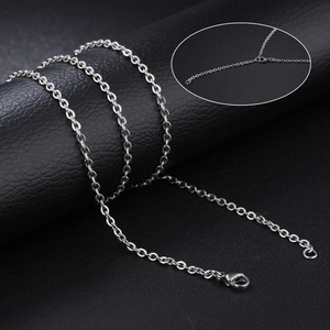 Polished stainless steel O-chain necklace with lobster clasp and extension link