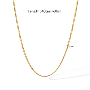 Detail view of 1.8mm golden stainless steel snake chain with 400mm plus 60mm length