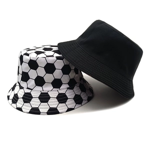 Fashionable soccer pattern bucket hat and classic black sun hat set for outdoor wear